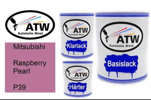 Mitsubishi, Raspberry Pearl, P39: 1L Lackdose + 1L Klarlack + 500ml Härter - Set, von ATW Autoteile West.